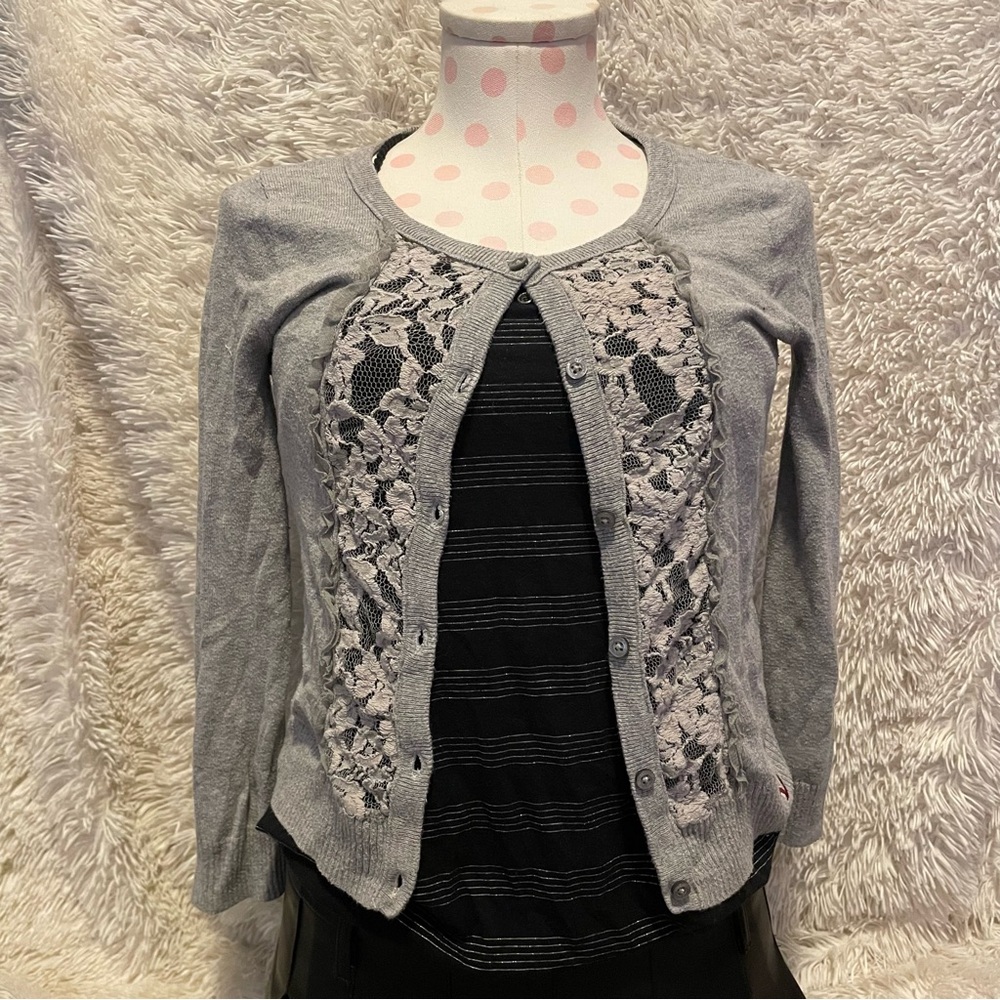 Hollister‎ Gray Lace Cardigan